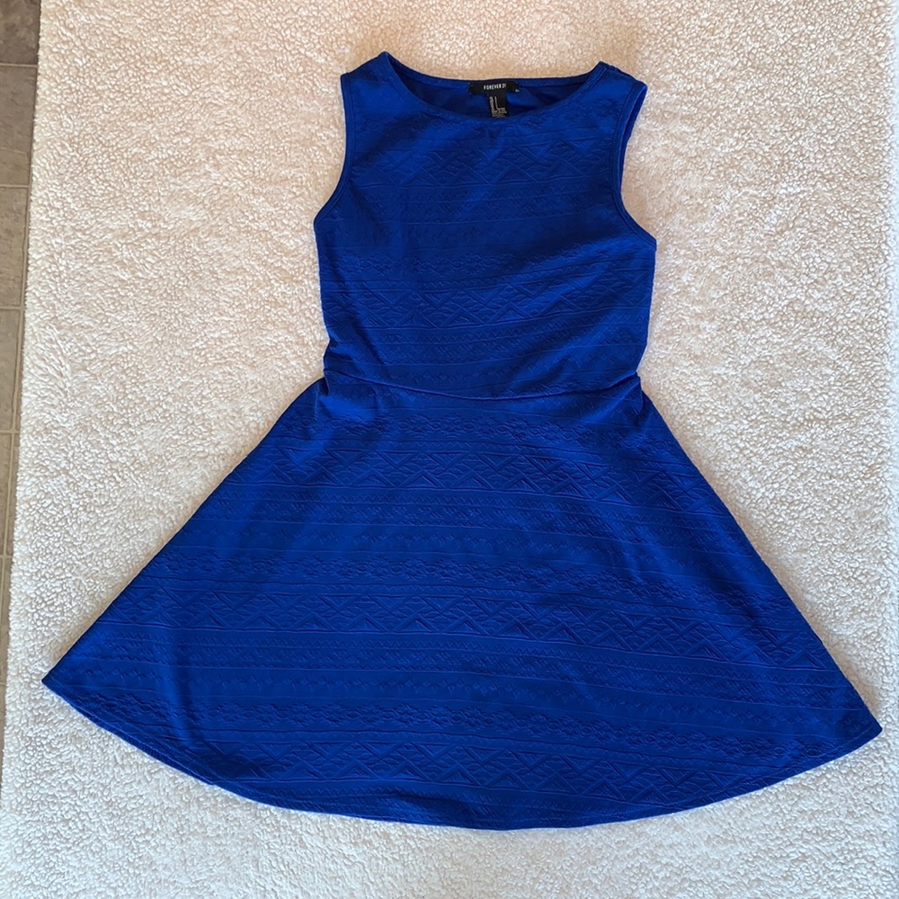 Forever 21 Open Back Blue Fit and Flare Dress